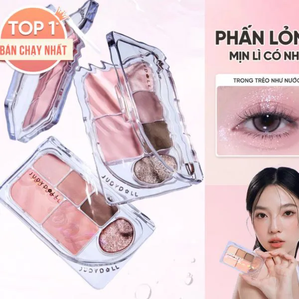 Bảng Phấn Mắt JUDYDOLL 8g 3 Màu Tự Nhiên Lâu Trôi Bám Màu Đa Sắc Màu Lì Kết Hợp Kèm Ô Nhũ Lấp Lánh